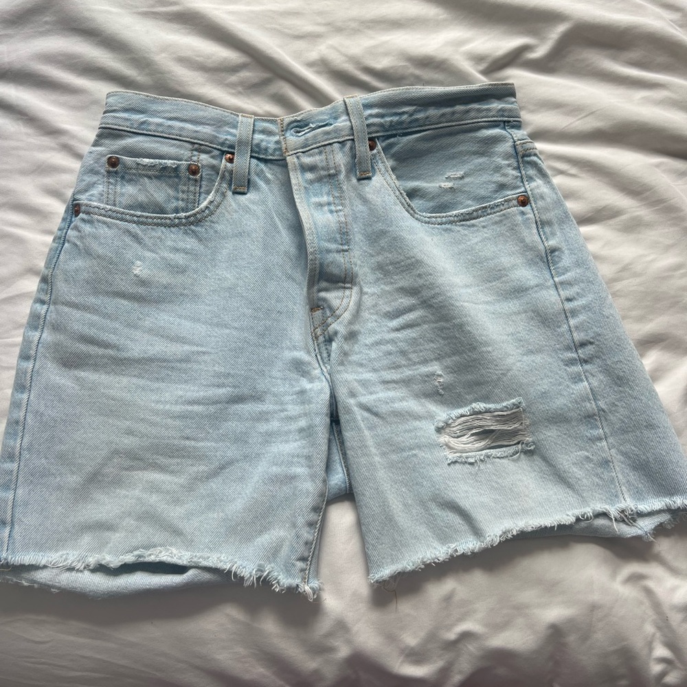 Levi’s Light Blue Distressed Denim Shorts